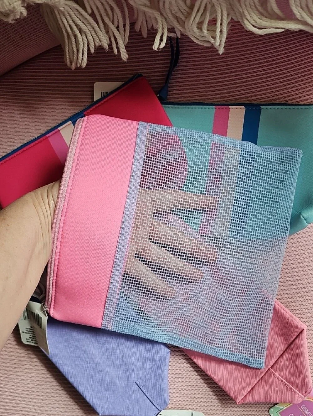 Colorful Pastel Pouch Set — Pink, Mint, Lavender